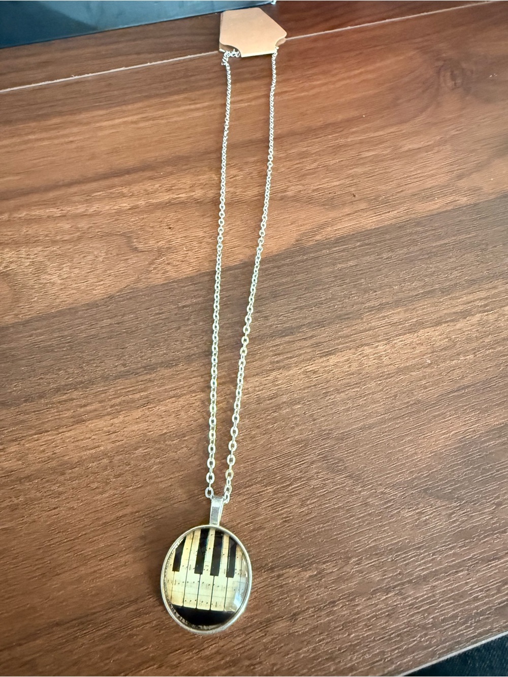 Vintage Piano Key Pendant Necklace in Ivory and Black